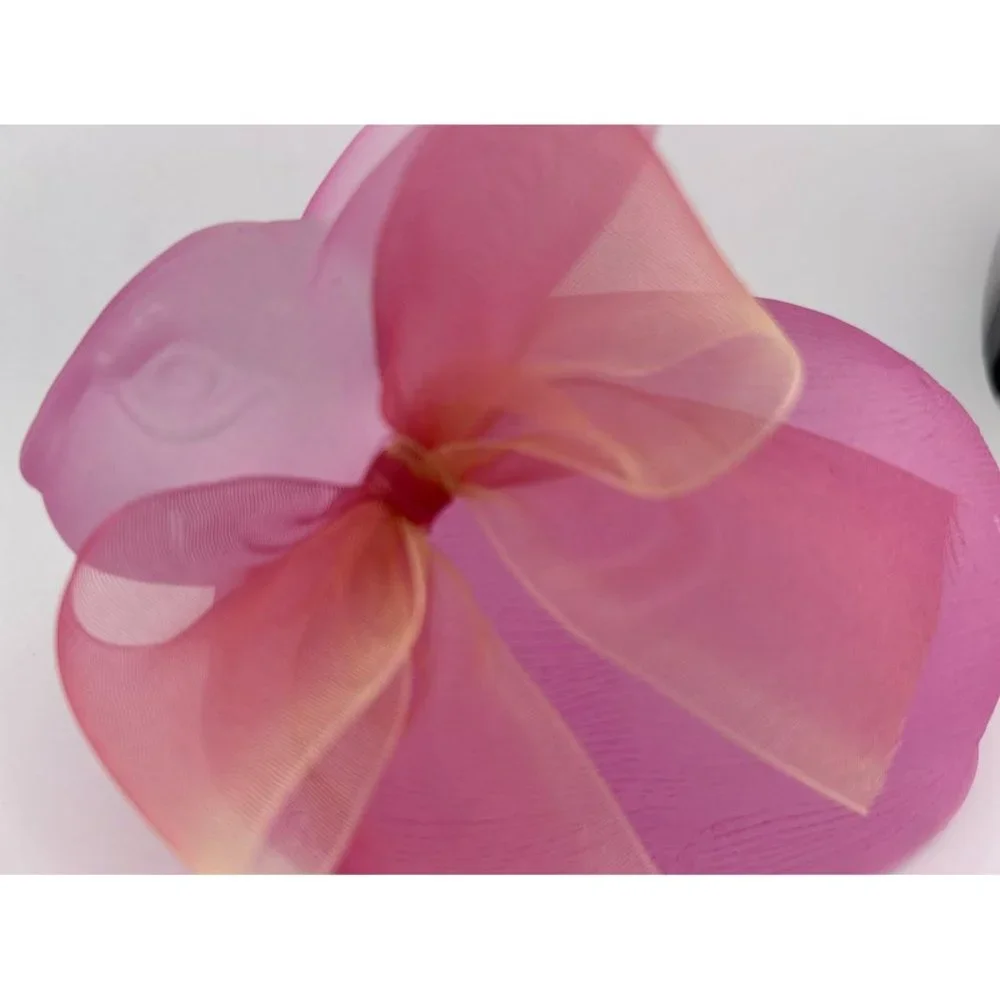 Pink Glass Easter Bunny Textured Decorative With Bow‎